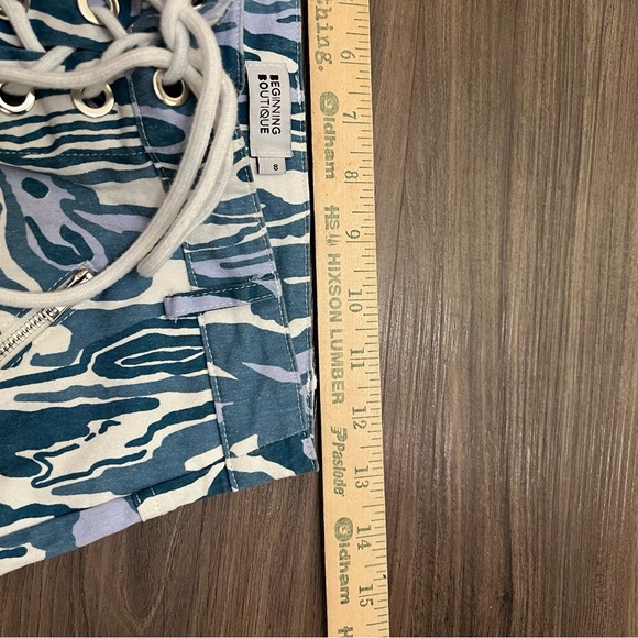 Beginning Boutique women sz 8 Y2k Havana Lace Up Pants Blue - Picture 10 of 10